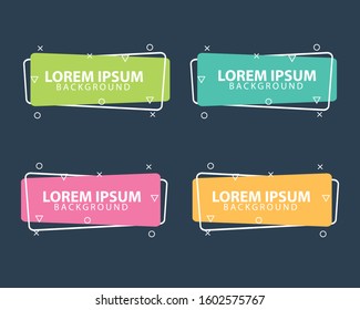 Flat linear promotion ribbon banner, scroll, price tag, sticker, badge, poster. Vector illustration set