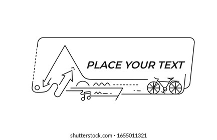 Flat linear promotion ribbon, banner, scroll,  sticker, badge, price tag, poster.