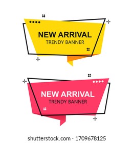 Flat linear promotion ribbon banner, Set of trendy flat geometric vector banners. scroll, price tag, sticker, badge, poster..vector design

