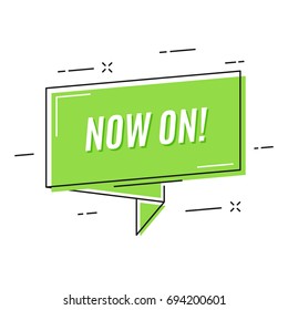 Flat linear promotion ribbon banner, price tag, sticker, badge, poster. Vector illustration.