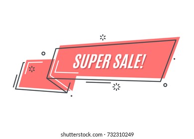 Flat linear promotion sticker, scroll, price tag, sticker, badge Vector illustration