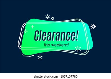 Flat linear promotion vivid banner, scroll, price tag, sticker, badge, poster. Vector illustration
