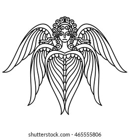 Flat linear seraphim illustration