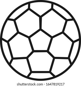 flat linear soccer ball icon, with black line and white background. Vector file