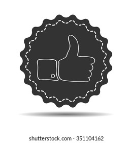 flat linear thumbs up sign on white background