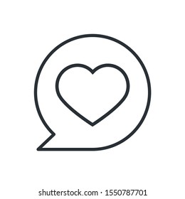 flat linear vector image on a white background, bubble icon with a heart inside, like in social networks