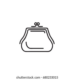 Flat linear wallet icon, sign for money