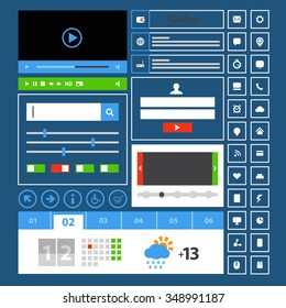 Flat lineart style media website elements template