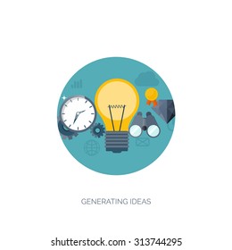 Flat lined bulb icon.Vector illustration. Idea, smart solutions.
