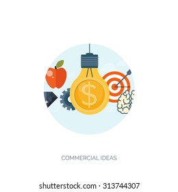 Flat lined bulb icon.Vector illustration. Commercial idea, smart solutions.