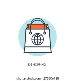 Flat lined shopping bag. Web shop.