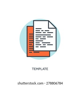 Flat lined template icon. program code. Programming and coding.