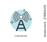 Flat lined wifi, w-lan station icon.