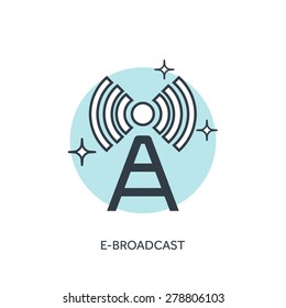 Flat lined wifi, w-lan station icon.