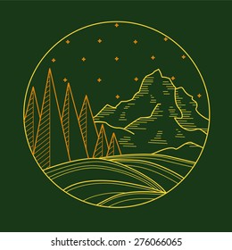 Flat liner mountain landscape