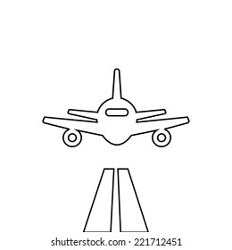 Flat Lines Plane Illustration Landing Aircraft Icon