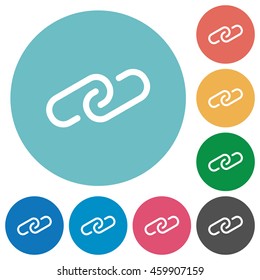 Flat link icon set on round color background.