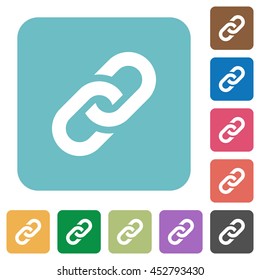 Flat link symbol icons on rounded square color backgrounds.