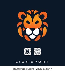 Flat lion head logo design, elegant design, suitable for sports and corporate brands.