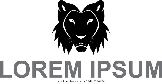 Flat lion head silhouette vector. Modern design