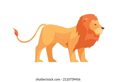 Flat lion side view on white background vector illustration