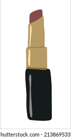 flat lipstick icon, open lipstick, lipstick bottle hand-drawn, vector illustration