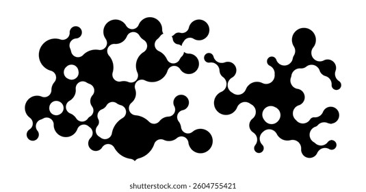 flat liquid bubbles on black background. Concept of future science: floating morphing spheres, molecular elements or nanoparticles. vector eps	

