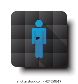 Flat Liver icon on black app button with drop shadow