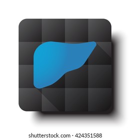 Flat Liver icon on black app button with drop shadow