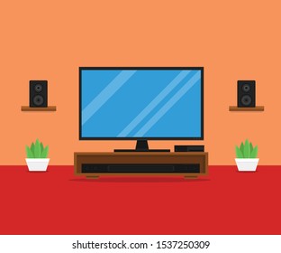 Flat Living Room Vector Illustration