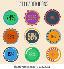 Flat loader icon set with 9 different design