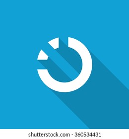 Flat Loading icon with long shadow on blue backround