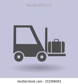 Flat loading machine icon. Vector