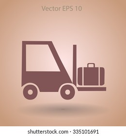 Flat loading machine icon. Vector