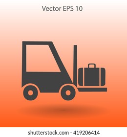 Flat loading machine icon. Vector