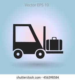 Flat loading machine icon. Vector