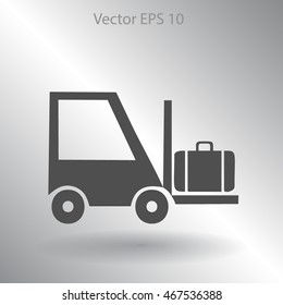 Flat loading machine icon. Vector