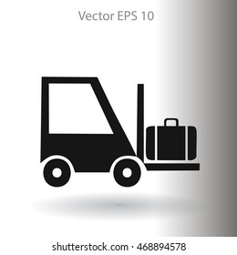 Flat loading machine icon. Vector