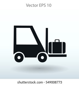 Flat loading machine icon. Vector