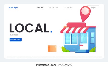 Flat local store for web marketing design. Business design