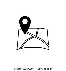 Flat location icon, map icon. Vector map with Label Icons