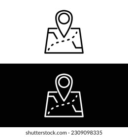 Flat location icon, map icon. Vector Map with Label Icon. Map with a pin. Treasure map