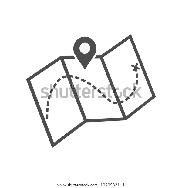 フラットロケーションアイコン マップアイコン ラベルアイコンとベクター画像マップ 白い背景に地図とピン 宝の地図 のベクター画像素材 ロイヤリティフリー