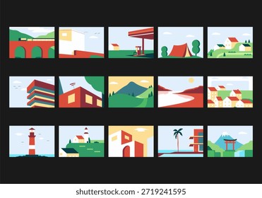 Flat Location Landscape Illustration Element
