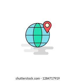 Flat Location on globe Icon. Vector
