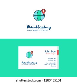 Flat Location on globe Logo and Visiting Card Template. Busienss Concept Logo Design