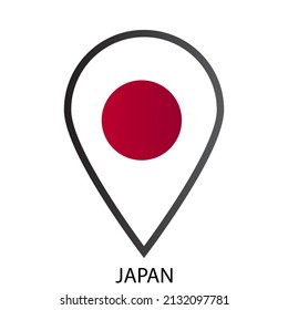 Indicador de posición plana del icono de Japón. Botón aislado simple. Ilustración vectorial Eps10.