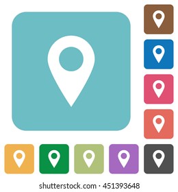 Flat location pin icons on rounded square color backgrounds.
