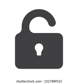 flat lock icon, black