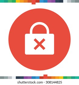 Flat lock icon with an x inside representing something locked.